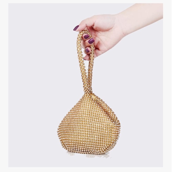 Women's Evening Bags Glitter Rhinestone Triangle Purse - Picture 3 of 7